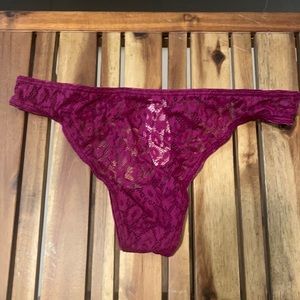 Victoria’s Secret Wine leopard print lace thong size small NWT new with tags